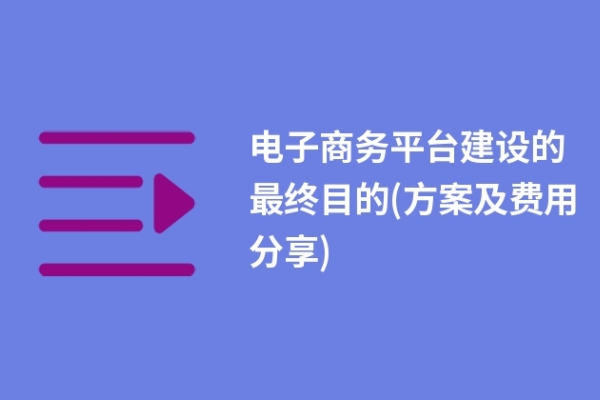 電子商務(wù)平臺(tái)建設(shè)的最終目的(方案及費(fèi)用分享)